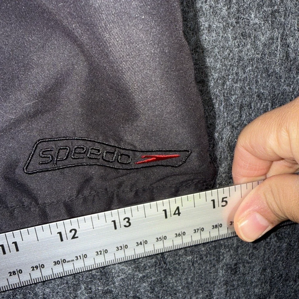Speedo‎ Men's Large XL Swim Sport Trunks Shorts Black Drawstring Lined Pockets